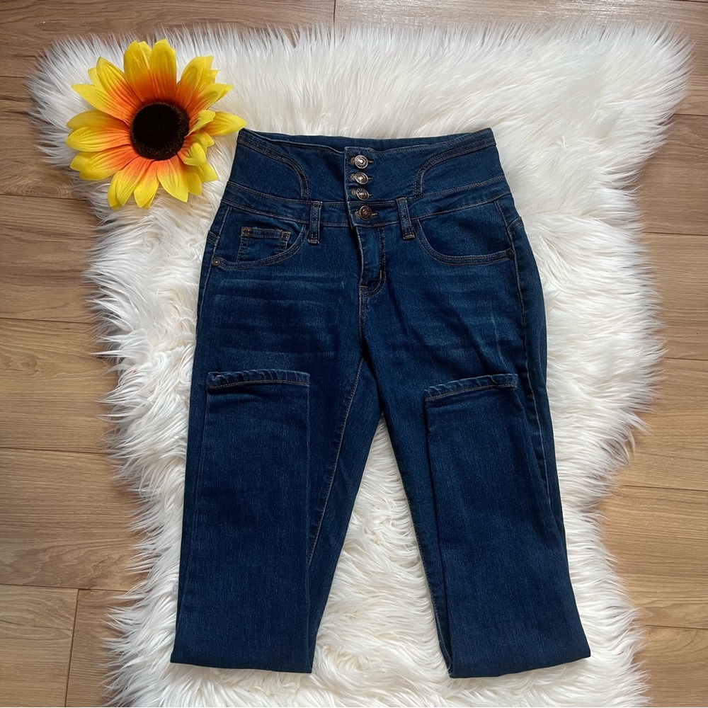 High-Waisted Blue Jeans